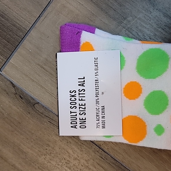 THE COLOR RUN knee high socks polka dot purple green orange neon - Picture 4 of 4
